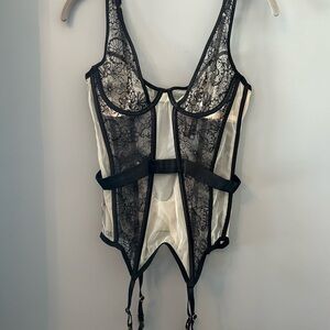Victoria's Secret Black and Cream Lace Corset